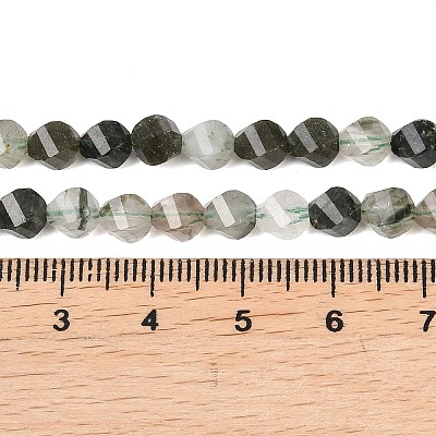 Natural Green Rutilated Quartz Beads Strands G-P611-C23-01-1
