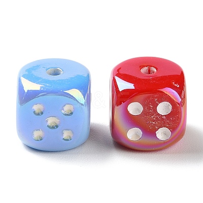 UV Plating Rainbow Iridescent Acrylic Enamel Beads SACR-G034-10-1