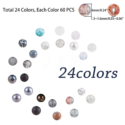 Glass Round Beads GLAA-PH0007-60-WH-1