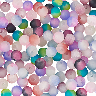 200Pcs 10 Colors Crackle Glass Beads Strands GLAA-TA0003-31C-1