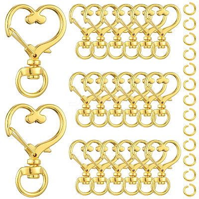 40Pcs Heart Zinc Alloy Swivel Lobster Clasps FIND-SP0001-20P-1