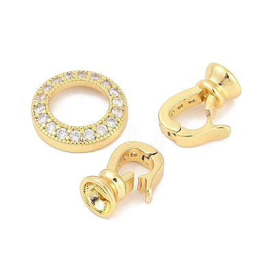 Brass Micro Pave Clear Cubic Zirconia Fold Over Clasps KK-M311-13G-1