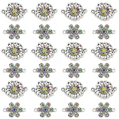 4Pcs 2 Styles Alloy Colorful Rhinestone Links Connectors ALRI-YW0001-30-1