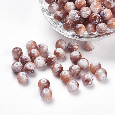 Spray Painted Resin Beads RESI-K005-02-1