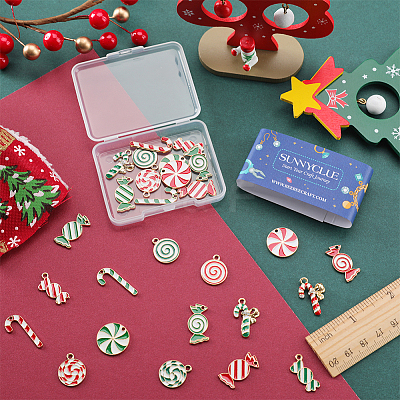 32Pcs 16 Style Christmas Theme Alloy Enamel Pendants ENAM-SC0003-66-1