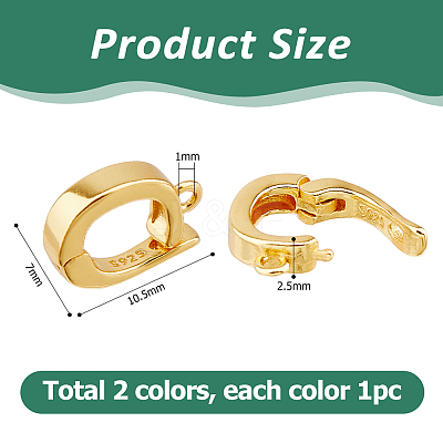 2Pcs 2 Colors 925 Sterling Silver Enhancer Shortener Bails STER-HS0001-14-1