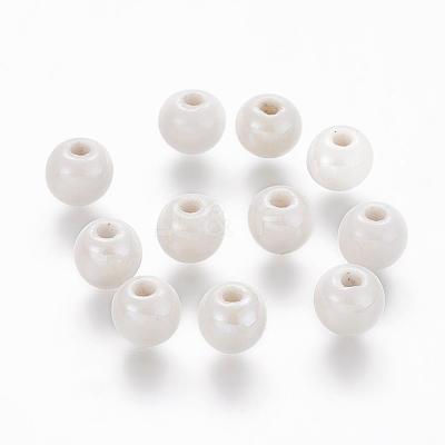 Glazed Porcelain Round Beads PORC-S489-6mm-01-1