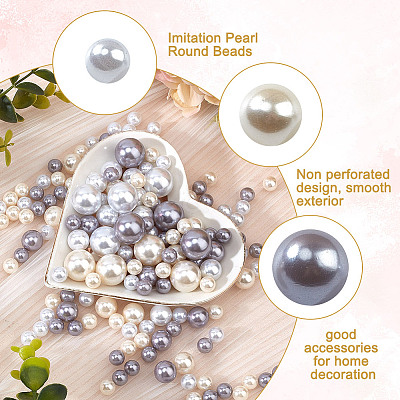 222Pcs 9 Styles ABS Plastic Imitation Pearl Round Beads KY-GO0001-03-1