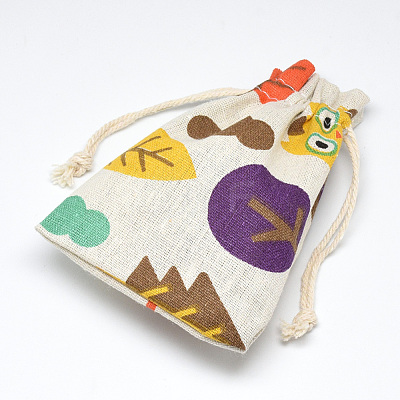 Printed Polycotton(Polyester Cotton) Packing Pouches Drawstring Bags ABAG-T004-10x14-19-1