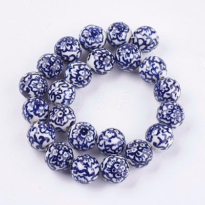 Handmade Blue and White Porcelain Beads PORC-G002-10-1