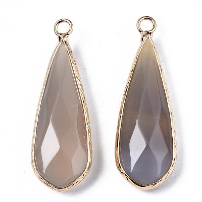 Natural Grey Agate Pendants G-S359-319B-1