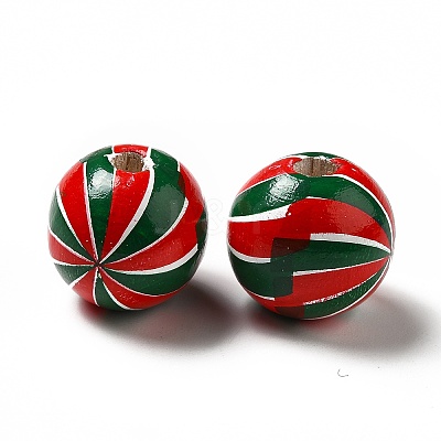 Christmas Theme Printed Natural Wooden Beads WOOD-L020-A05-1