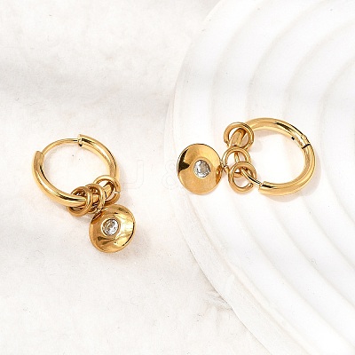304 Stainless Steel Clear Cubic Zirconia Hoop Earrings for Women EJEW-K328-02G-1