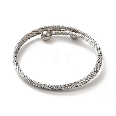 Non-Tarnish 304 Stainless Steel Double Layer Wrap Bangles BJEW-P310-02A-P-1