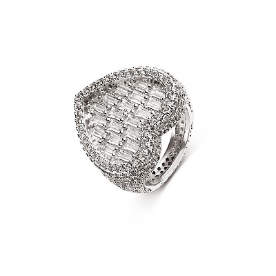 Brass Micro Pave Clear Cubic Zirconia Finger Rings for Women FS-WG571C7-08-1