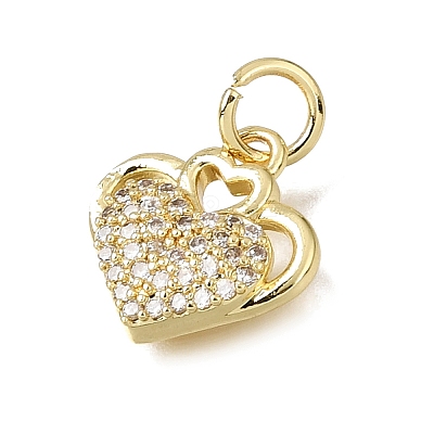 Brass Micro Pave Clear Cubic Zirconia Charms CU-L001-19G-02-1