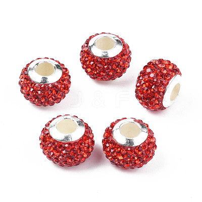 Handmade Polymer Clay Rhinestone European Beads RB-N053-001-08-1