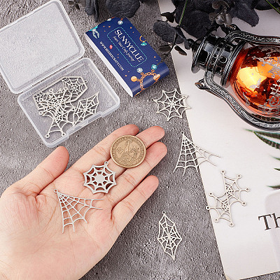 12Pcs 6 Style 201 Stainless Steel Pendants STAS-SC0004-98-1