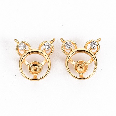 Brass Micro Pave Clear Cubic Zirconia Peg Bails Pendants Links KK-S356-275-NF-1