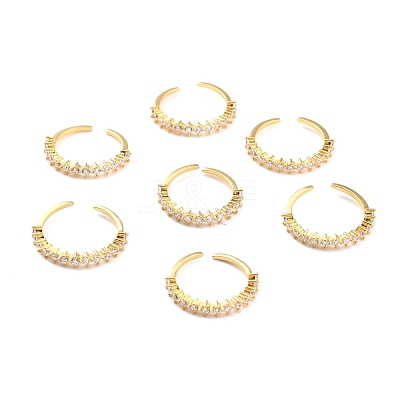 Clear Cubic Zirconia Open Cuff Ring for Women RJEW-C018-03G-1