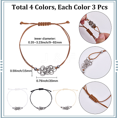 12Pcs 4 Colors 304 Stainless Steel Macrame Pouch Bracelet Making for Stone Holder AJEW-SC0003-01-1