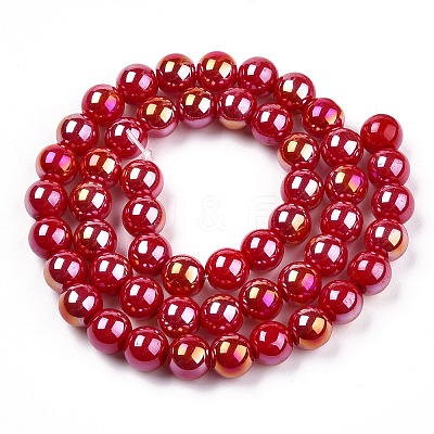 Electroplate Opaque Glass Beads Strands GLAA-T032-P8mm-AB04-1