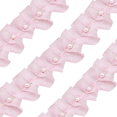 Polyester with Plastic Pearl Bead Wrinkle Ribbon OCOR-WH20003-63A-1