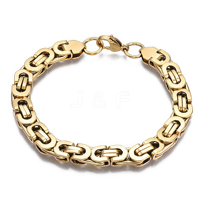 Ion Plating(IP) 201 Stainless Steel Byzantine Chain Bracelets BJEW-S057-88B-1