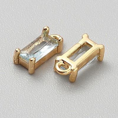 Golden Plated Brass Cubic Zirconia Charms LS-ZIRC-WH0015-01G-10-1