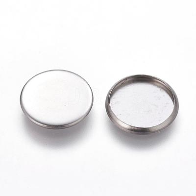 Tarnish Resistant Flat Round 304 Stainless Steel Plain Edge Bezel Cups STAS-S028-29-1