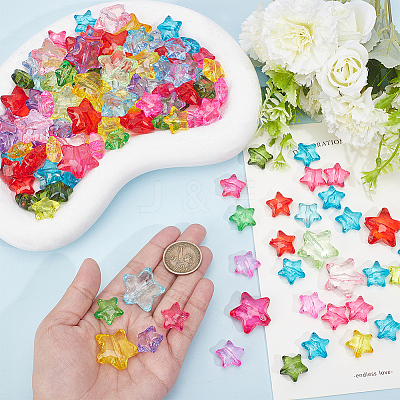 130Pcs 2 Styles Transparent Acrylic Beads MACR-ME0001-23-1