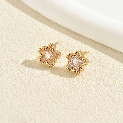 201 Stainless Steel Pave Cubic Zirconia Stud Earrings for Women HP9664-1-1