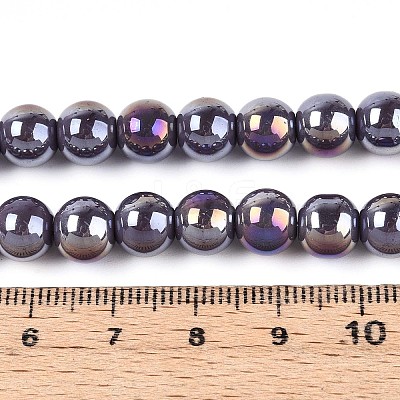 Electroplate Opaque Glass Beads Strands GLAA-T032-P8mm-AB15-1