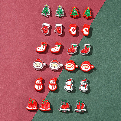 24Pcs 12 Styles Christmas Decorations Theme Opaque Acrylic Bead with Enamel FIND-FS0002-66-1