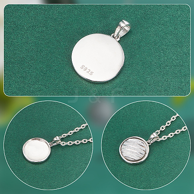 925 Sterling Silver Pendant Cabochon Settings STER-UN0001-80-1