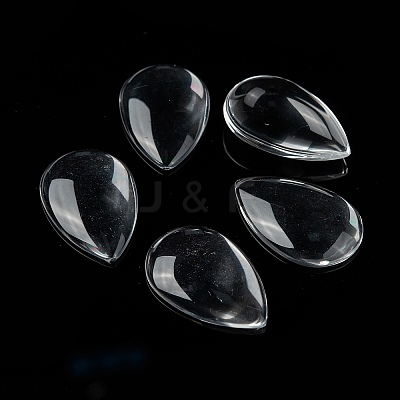 Transparent Teardrop Glass Cabochons GGLA-R024-30x20-1