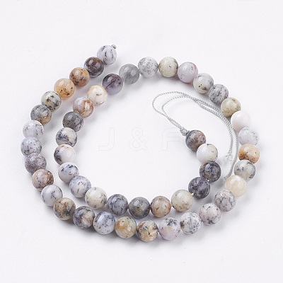 Natural White African Opal Beads Strands G-F563-03-8mm-1