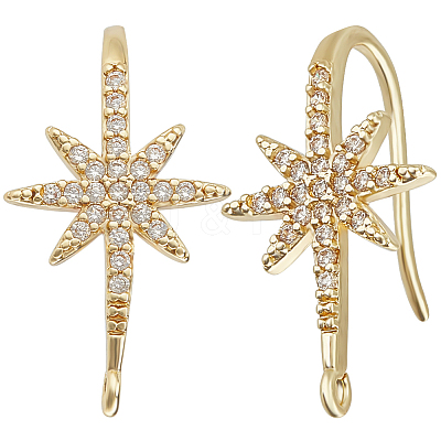 10Pcs Rack Plating Brass Pave Cubic Zirconia Earring Hooks KK-BBC0010-57-1