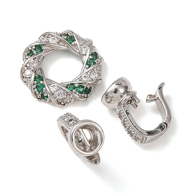 Brass Micro Pave Cubic Zirconia Fold Over Clasps KK-D259-05P-1