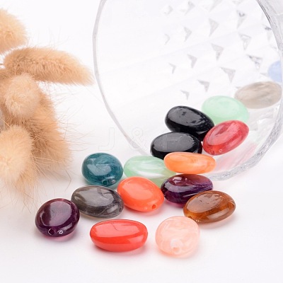 Mixed Acrylic Gemstone Beads Oval Beads X-PGB277Y-1