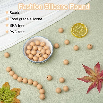 100Pcs Silicone Beads Round Rubber Bead 15MM Loose Spacer Beads for DIY Supplies Jewelry Keychain Making JX445A-1