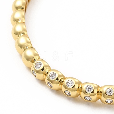 Clear Cubic Zirconia Beaded Cuff Bangle with Clasps BJEW-E073-08G-1