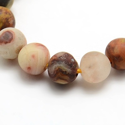Frosted Natural Crazy Lace Agate Round Bead Strands G-M063-6mm-02-1