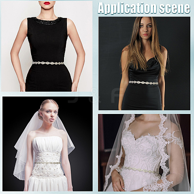 Metal Full Crystal Rhinestone Horse Eye Bridal Waist Belts for Wedding Dress AJEW-WH20080-65C-S-1