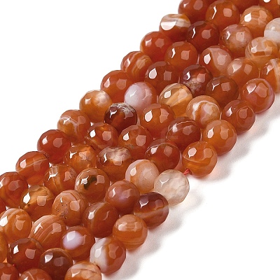 Natural Striped Agate/Banded Agate Beads Strands G-A246-8mm-03-1