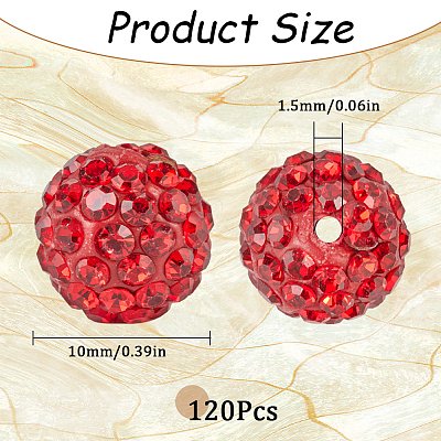 120Pcs Pave Disco Ball Beads RB-SC0001-13D-1