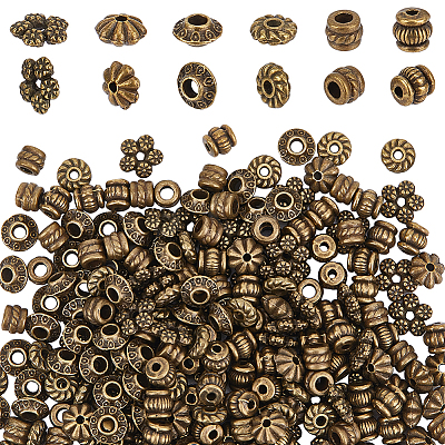 300Pcs 6 Styles Tibetan Style Alloy Spacer Beads FIND-PH0020-41AB-1