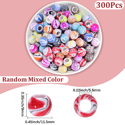 300Pcs Opaque Acrylic European Beads MACR-PA0001-66-1
