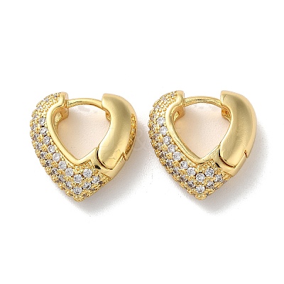 Brass Pave Cubic Zirconia Hoop Earrings for Women EJEW-M258-05G-1