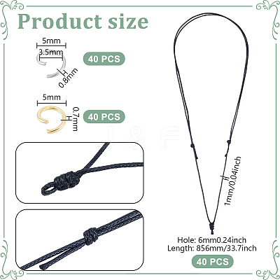 40Pcs Adjustable Korean Waxed Polyester Cord Necklace Making AJEW-UN0001-64B-1